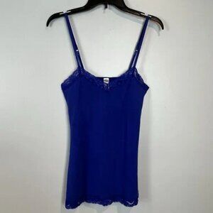 No Boundaries Blue Lace Trim Tank Top Y2K Vtg Juniors Size Large